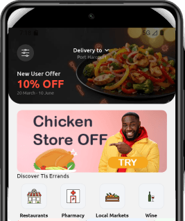 TLS Errands app showing vendor listings